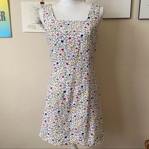 Vintage 90s does 70s Pellini Mod White Multicolor Floral Mini Tank Dress
